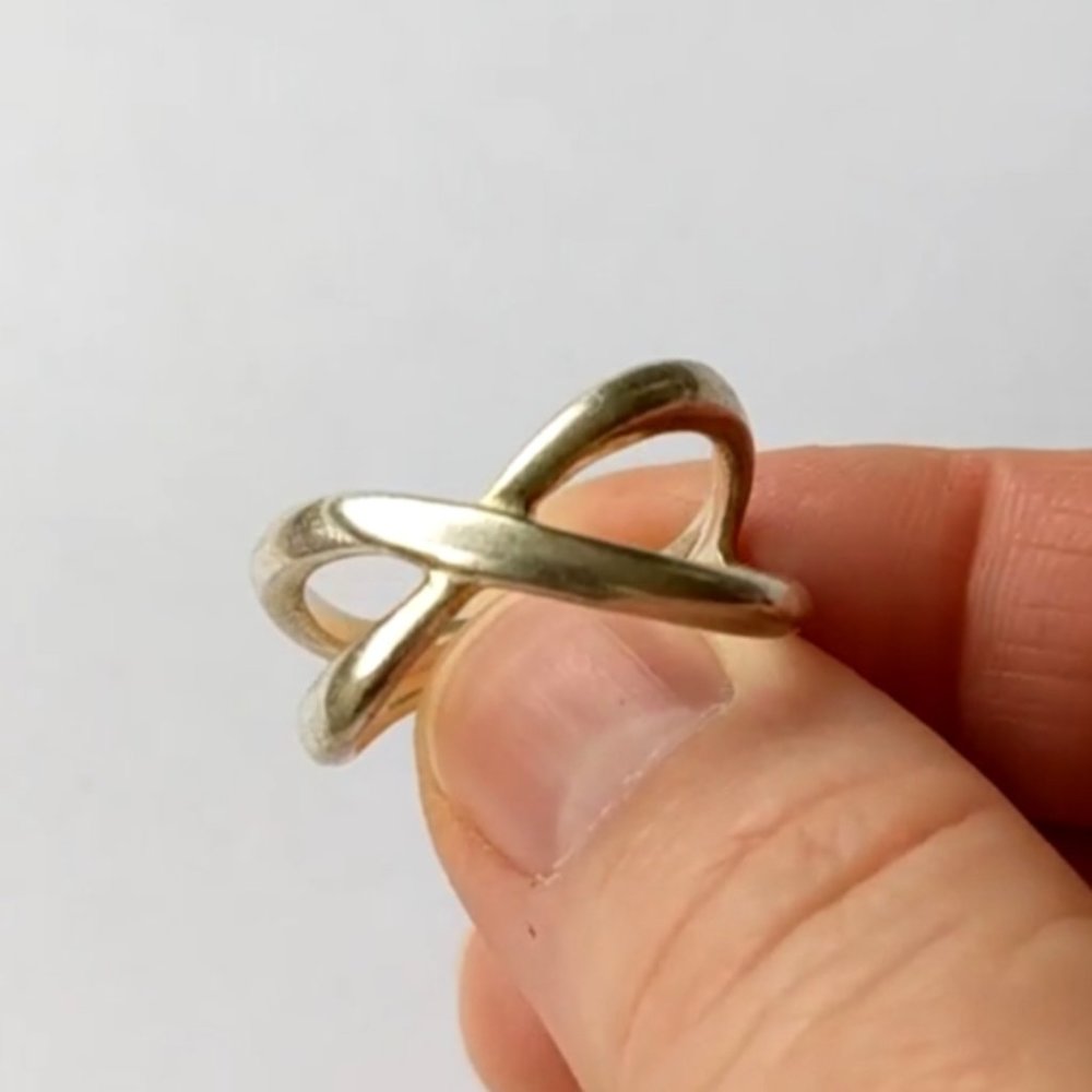 Designer Stella & Dot silver tone infinity ring, size 7.5-8